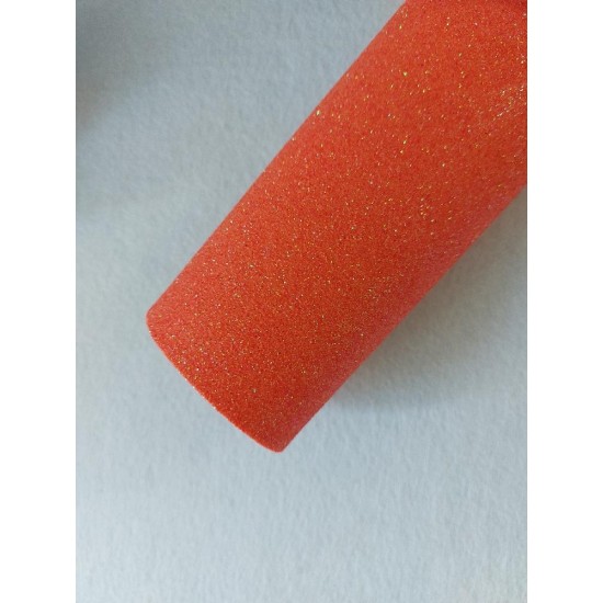 Глиттерный фоамиран 2 мм  20*30 см перламутровый темно-оранжевый, цена за лист